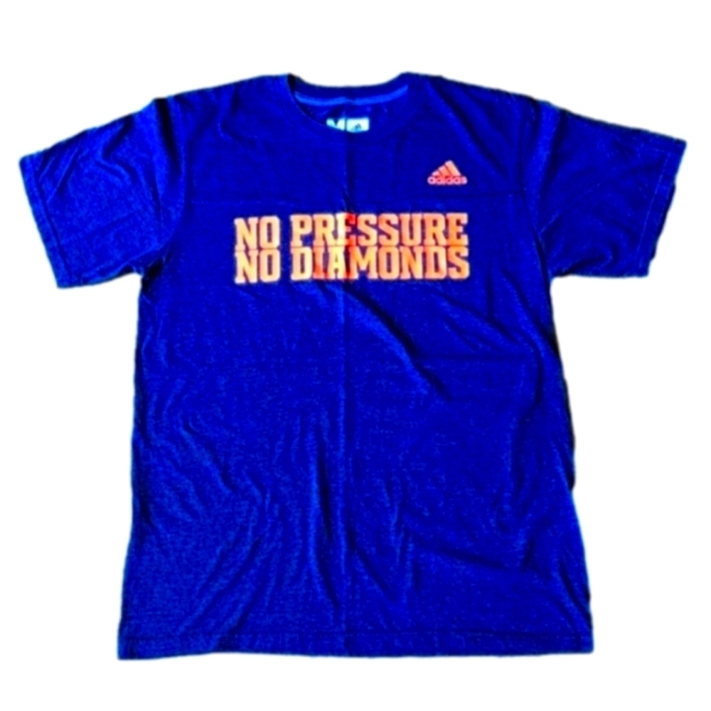 Addidas Blue Vintage Graphic Tee Neon Pressure No Diamonds Logo t-shirt